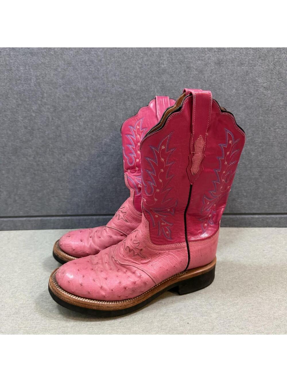 Lucchese 2000 Womens 9B Full Quill Ostrich Boots. Pink/Pink Western Boho